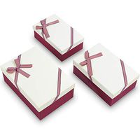 Nesting Gift Boxes, A Set of 3, Off-white Color with A Bowtie