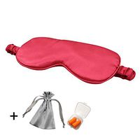 Eye Mask for Sleeping with Elastic Strap for Full Night's Sleep, Travel and Nap, Bonus Free Bag and Ear Plugs (Red)