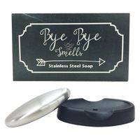 Bye Bye Smells Stainless Steel Oval Shaped Odor Removing Bar with Tray