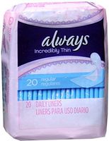 Always Thin Pantiliners Regular Unscented 20 Each (Pack of 3)