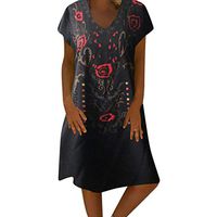 T Shirt Dress,Summer Women's Fashion Leisure Printed Sexy Sleeveless Dresses Black