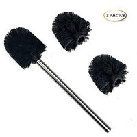 BERKET Compact Wall-Mounted Toilet Brush Holder Bathroom Brush with Plating Stainless Steel Handle (Replace Brush Head（Black)