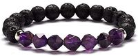 The Wolf Tavern Men and Women 8 mm Natural Lava Rock Stone Elastic Bracelet – Faceted Chakra Energy Aromatherapy Oil Diffuser – Natural Anxiety and Stress Relief Elastic Bracelet