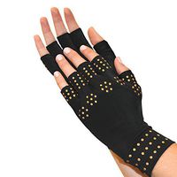 North American Health + Wellness Magnetic Arthritis Therapy Fingerless Compression Gloves, Black, Large
