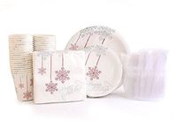 Christmas Disposable Dinnerware for 40 Guests, 280 Pieces Set of Paper Plates, Cups, Napkins, Plastic Forks and Knives (Party Pack For 40)