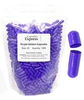 Capsules Express- Size 00 Purple Empty Gelatin Capsules 1000 Count - Kosher and Halal Certified - Gluten-Free Pure Bovine Gelatin Pill Capsule - DIY Powder Filling