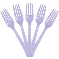 JAM PAPER Premium Utensils Party Pack - Plastic Forks - Light Purple/Lilac - 48 Disposable Forks/Pack