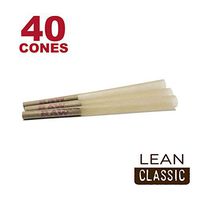 RAW 40 Classic Lean Hemp Cones - W Gallery Box - 109mm Pre Rolled Cones, 40mm Filter Tips, Pure Natural Brown Unbleached Unrefined Rolling Papers, Bulk Pack Bundle, Compare Elements 110mm
