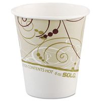 SOLO Cup Company Paper Hot Cups, Polylined, 6 oz., Symphony Design, Beige/White, 50/Bag - 20 sleeves of 50 cups. 1000 per case.