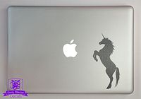 Overly Attached Decals Rearing Unicorn Vinyl Decal Sized to Fit A 13" Laptop - Silver Metallic