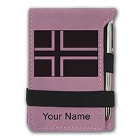 Mini Notepad, Flag of Norway, Personalized Engraving Included (Pink)