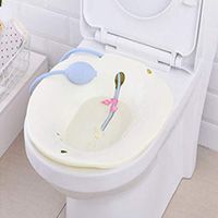 PJDDP Sitz Bath Tub,Over-The-Toilet Perineal Soaking Bath with Flusher for Hemorrhoids,Perineal Treatment, Soothes and Relieves Inflammation,White