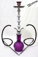 2 hose 26" Purple Hookah shisha nargila bar narguile nargile glass smoking pipe