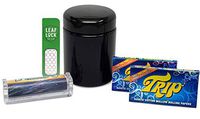 Trip 2 Clear Rolling Papers 1 1/4 (2 Packs) with Elements 79mm Roller, Leaf Lock Gear Grinder Card and Leaf Lock Gear UV Glass Storage Jar