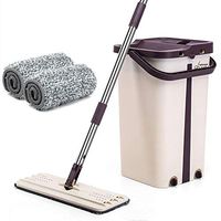 Flickering Convenient Washing-Free Retractable Flat Mop Flat Squeeze Mop and Bucket Lazy Mop No Wash Reusable Hand-Free Wringing Floor Cleaning Mop Lengthen