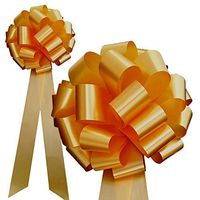 Big Decorative Gold Ribbon Pull Bows with Tails - 9" Wide, Set of 6, Wedding, Reception, Christmas, Wreath, Anniversary, Mardi Gras, Birthday, Fundraiser, Office, Classroom, Party