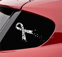 Slap-Art Breast Cancer Heart Ribbon Vinyl Decal Sticker (White)