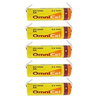 5x OmniCel ER14505 3.6V 2.4Ah Size AA Lithium Battery with Tabs For Smoke Alarms, Carbon Monoxide Detectors, Intrusion Sensors, Invisible Fencing, Emergency Backup, Data Collection, AMR Add-on