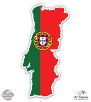 Portugal Map Flag Country Shape - 3" Vinyl Sticker - For Car Laptop I-Pad Phone Helmet Hard Hat - Waterproof Decal