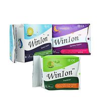 Winalite WinIon Sanitary Napkin 1x Day + 1x Night + 1x PantyLiners Bundle Set | Embedded with Negative Ion Strip | Breathable & Unscented | Day Use 8 Pads, Night Use 8 Pads, PantyLiner 24 Pads
