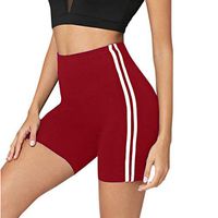 Veodhekai Women Pants Cute Mid Waist Yoga Stripe Fitness Pants Hips Tight Yoga Shorts Slim Pure Wine