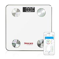 Digital Scale, sinocare Bluetooth Body Fat Scale, Smart BMI Scale Digital Bathroom Wireless Weight Scale, Body Composition Monitor Analyzer with Smartphone App, 12 Measurements (White)