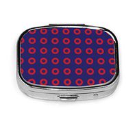 Phish Red Donut Circles On Blue Pill Case Portable Compact 2 Compartment Excellent Pill Storage Case for Pocket Or Purse