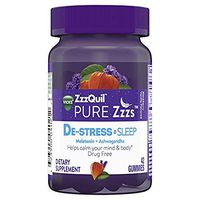 Pure Zzzs De-Stress & Sleep Melatonin with Ashwagandha, Chamomile, Lavender, 42 Gummies (Pack of 2)