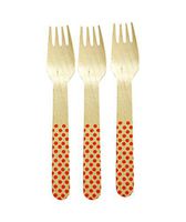 Perfect Stix Polka Dot Forks 158 36- Orange Printed Wooden Forks with Orange Polka Dot Pattern, 6" (Pack of 36)