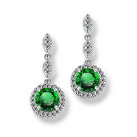 Goober Liu 3 Section Circle Modeling Fashion Crystal Earrings,Zircon-Gemstone Eardrop, 1 Pair (Green)