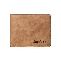 Supfire Men Wallets Retro Frosted PU Wallet Two Folding Male Purse Credit Card Holder Solid Color Short Men Coin Bag Casual Clutch Coffee