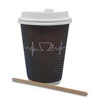 MASTER CUOCO – SET OF 60 DISPOSABLE CUPS, LIDS, AND STIRRERS - BIODEGRADABLE - RIPPLE DOUBLE WALL INSULATED CUPS - BEST FOR TRAVEL, PARTY, AND OFFICE - 16 oz BROWN PAPER TO-GO COFFEE CUPS. (16 oz)