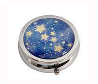 COWGOGO Star Custom Design Fashion Silver Round Glass Pill Case Decorative Metal Pill Box