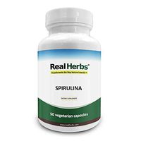 Real Herbs Spirulina 750mg – Also Known as Blue Green Algae Powder – Highest Dosage Per Cap on Amazon, Supports Immune Function, Improves Overall Health – 50 Vegetarian Capsules