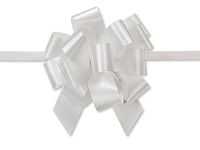 Pack Of 50, 2.5" Solid White 100% Polypropylene Flora Satin Gift Pull Bows 14 Loops for gift baskets & gift packaging