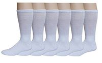Differenttouch 6 Pairs Men's Loose Fit Top Diabetic Diabetes Crew Socks (9-11, White)