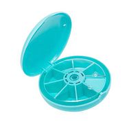 KingWo Portable Rotating 7 Day Weekly Pill Organizer Travel Medicine Tablet Holder Storage Case Box Dispenser, Cute Fruit Style, (Sky Blue)