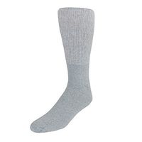 CTM Men's Extended Size Diabetic Crew Socks (3 Pair Pack), Grey