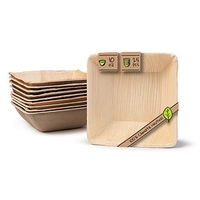 Naturally Chic Palm Leaf Compostable Bowls - 5 Inch Square Biodegradable Disposable Small Dinnerware Set - Eco Friendly - Bowls for Weddings, Parties, BBQs, Events (25 Pack)