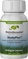 Native Remedies StudyPlus - All Natural Herbal Supplement Promotes Concentration and Memory Function in Students of All Ages - 60 Veggie Caps