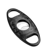 OLT- Smoking set Portable Vintage Pattern Cigar Cutter Stainless Steel Double Blade Guillotine Scissors for Most Size of Cigars, Suitable as a (Color : Black)