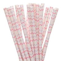 Biodegradable Paper Straws Light Pink And Lavender Chevron (100)
