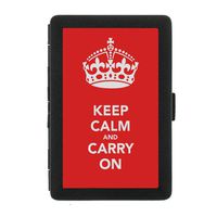 Black Color Metal Cigarette Case Holder Box Keep Calm and Carry On Design-016