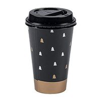 Disposable Coffee or Hot Chocolate Cups With Lids, 16 oz - Bold Christmas Design - 24 count