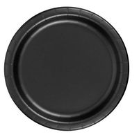 240 Black (10 Pks of 24) 9 Inch Wax Coated Plain Solid Color Dessert Cake Paper Plates