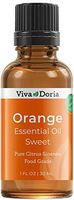 Viva Doria 100% Pure Sweet Orange Essential Oil, Undiluted, Food Grade, Southeast - USA Orange Oil, 30 mL (1 Fl Oz)