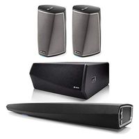 Denon HEOS 5.1 Channel multi room speaker system with Wireless Soundbar, Subwoofer, and HEOS1 speaker for another room - Pair with Amazon music hd (Black)