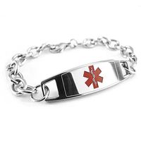 My Identity Doctor - Custom Engraved Medical Bracelet O-Link, 316L Steel - Red - Wrist Size 7 Inch