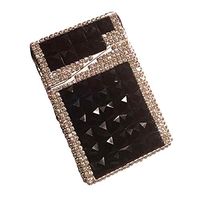 Lzttyee Creative Women Diamond Portable Pocket Carrying Cigarette Box Case for Holds 20 Regular Size Cigarettes (Black)