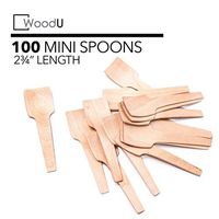 WoodU Wooden Miniature Spoons 2-3/4" Disposable Square End (Pack of 100) Perfect for Crafts, Organic Sugar Scrubs, Tasting and Sampling